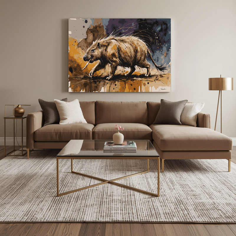 Faune, art mural sur toile gris Aardvark, H 20 po x l 30 po