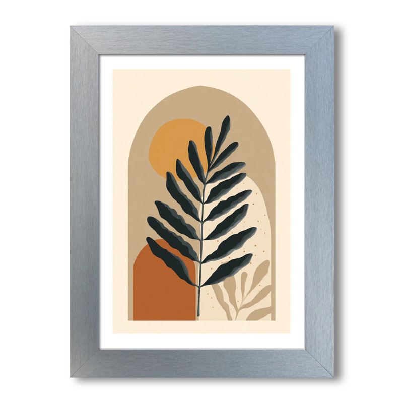 Scandinavian Botanical Fern Wall Art Giclee Art Print Minimal abstract fern in terracotta and charcoal, Home Decor art for plant lovers 1 Piece Wall Art