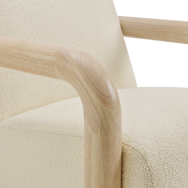 Fauteuil d'appoint Sereno Boucle, Crème, crème, Bois de chêne