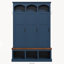 Arbre de vestibule arqué classique avec 3 rangements cachés, 5 crochets et banc en noyer, bleu-1762995201
