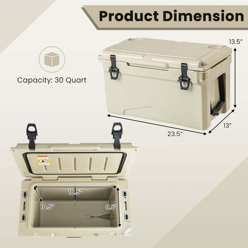 Glacière Costway 30 Quarts, Brun clair