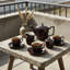 Service à thé en porcelaine pour 4 avec théière, tasses et soucoupes, sucrier et pot à crème - Design floral peint à la main à haute température pour la maison, les thés et les cadeaux