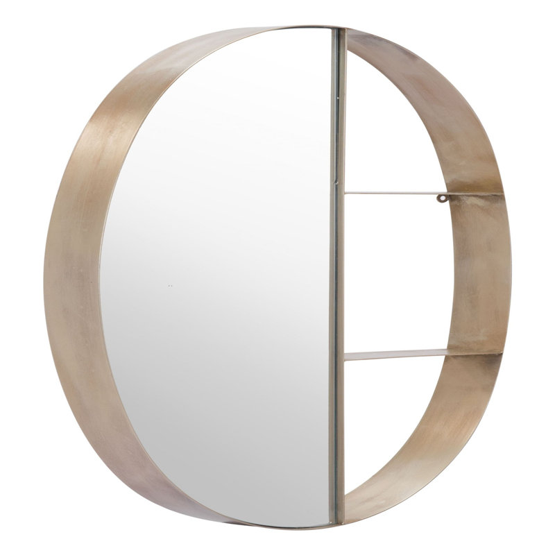 Demi-miroir demi-tablette bronze