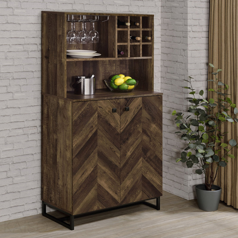 2-Door Wine Cabinet - Rustic Oak