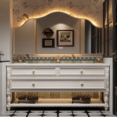 Smart bathroom cabinet retro American style