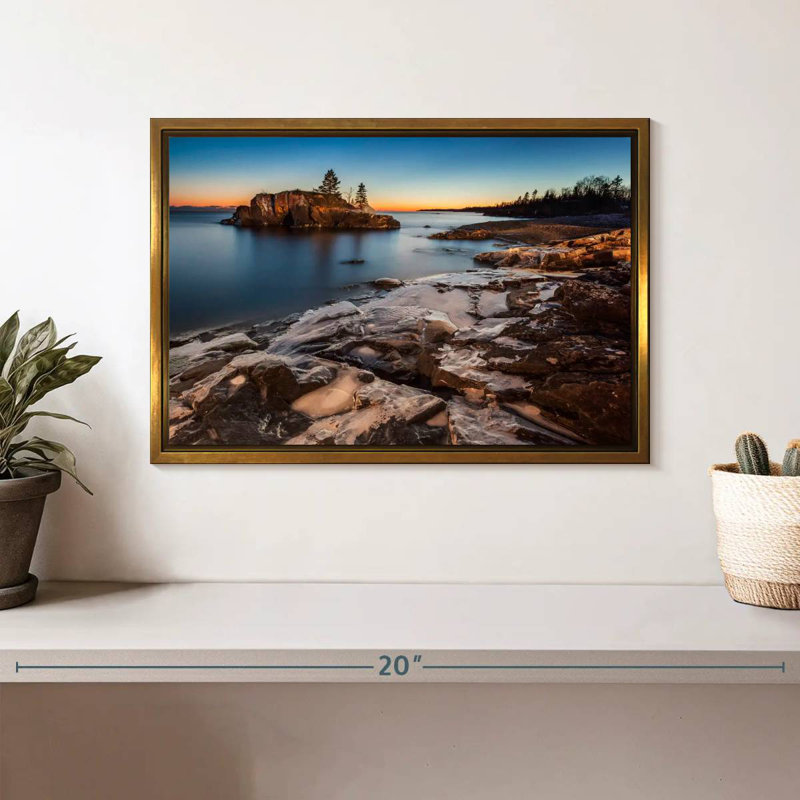 Lac Supérieur au crépuscule, Cadre flottant doré, 13 po x 9 po