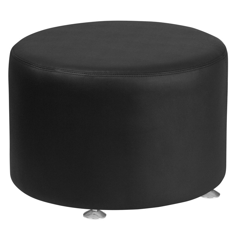 Mendosa LeatherSoft 24" Round Ottoman - Reception and Home Office Furniture, Black