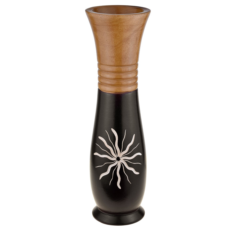 Vase solaire en bois de manguier 14 pouces