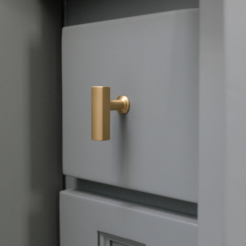 Mod Bar Knob, Matte Black/Satin Brass