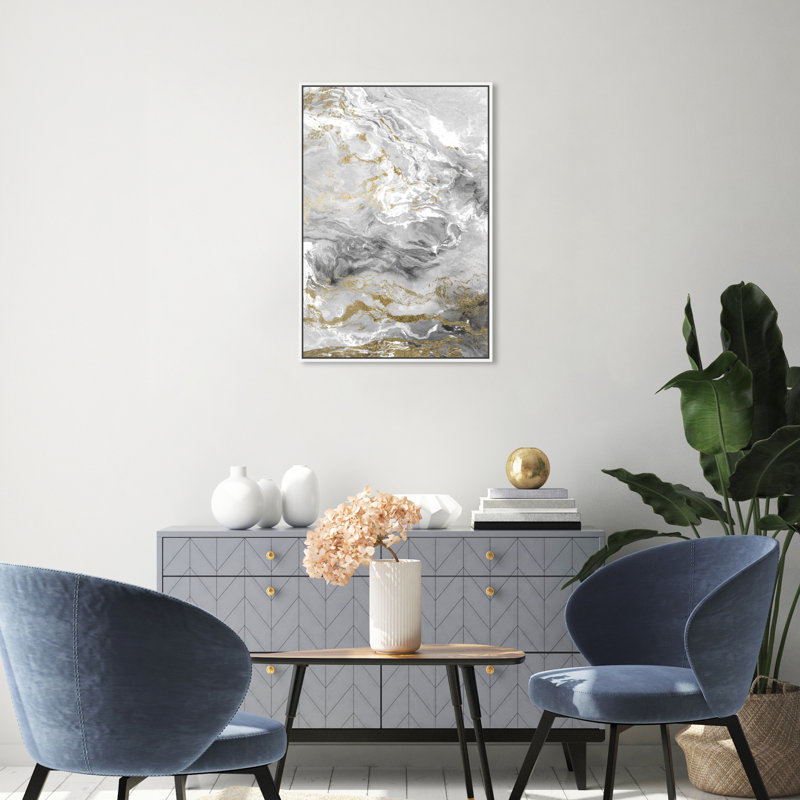 Abstrait Grazie Mille Geode Crystals - impression, Cadre flottant blanc, H 30 po x l 20 po