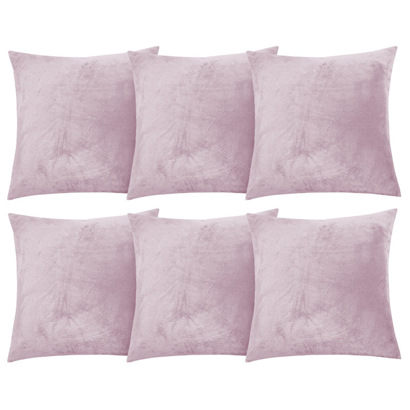 Aspire Homeware Square Plain Velvet Scatter Cushion Cover, Pink Rose, Pack of 6