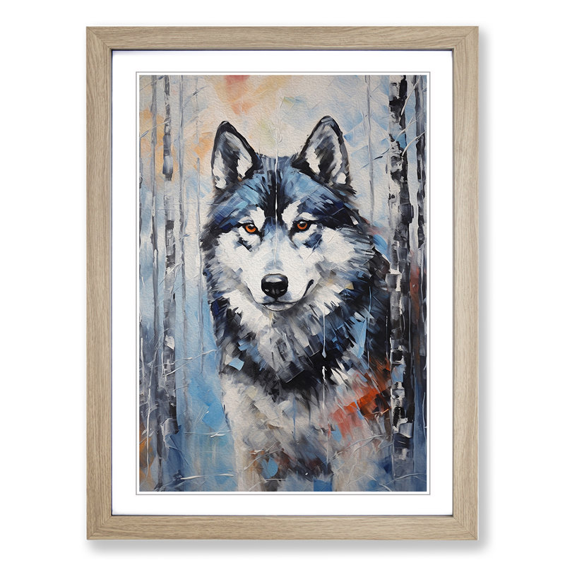 Husky Expressionism - Framed Print, 64cm H x 46cm W x 2cm D, Oak Framed