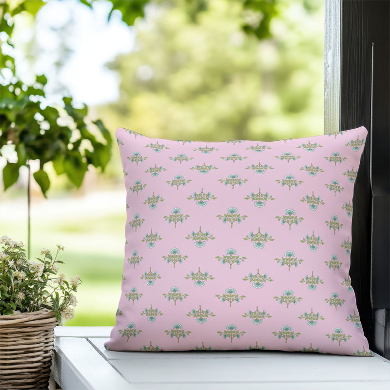 Coussin décoratif d'extérieur Flora, Carré 16 po, Rose