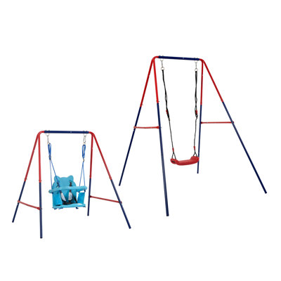 Interesting 2 In 1 Baby Swing Mental Plastic Safe Swing Set 110Lbs For Outdoor Playground