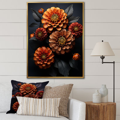 Zinnias Emerge From The Shadows II sur impression sur toile