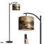 Lampe sur pied à arc avec abat-jour réglable cerf automne forêt rustique chalet animal de compagnie chasse aux élans sur pied