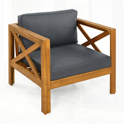 Ensemble de fauteuils d'extérieur en bois d'acacia avec coussins, parfait pour les rassemblements de patio confortables et élégants