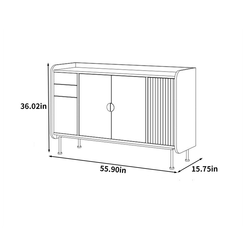 Armoire latérale moderne et minimaliste, Gris
