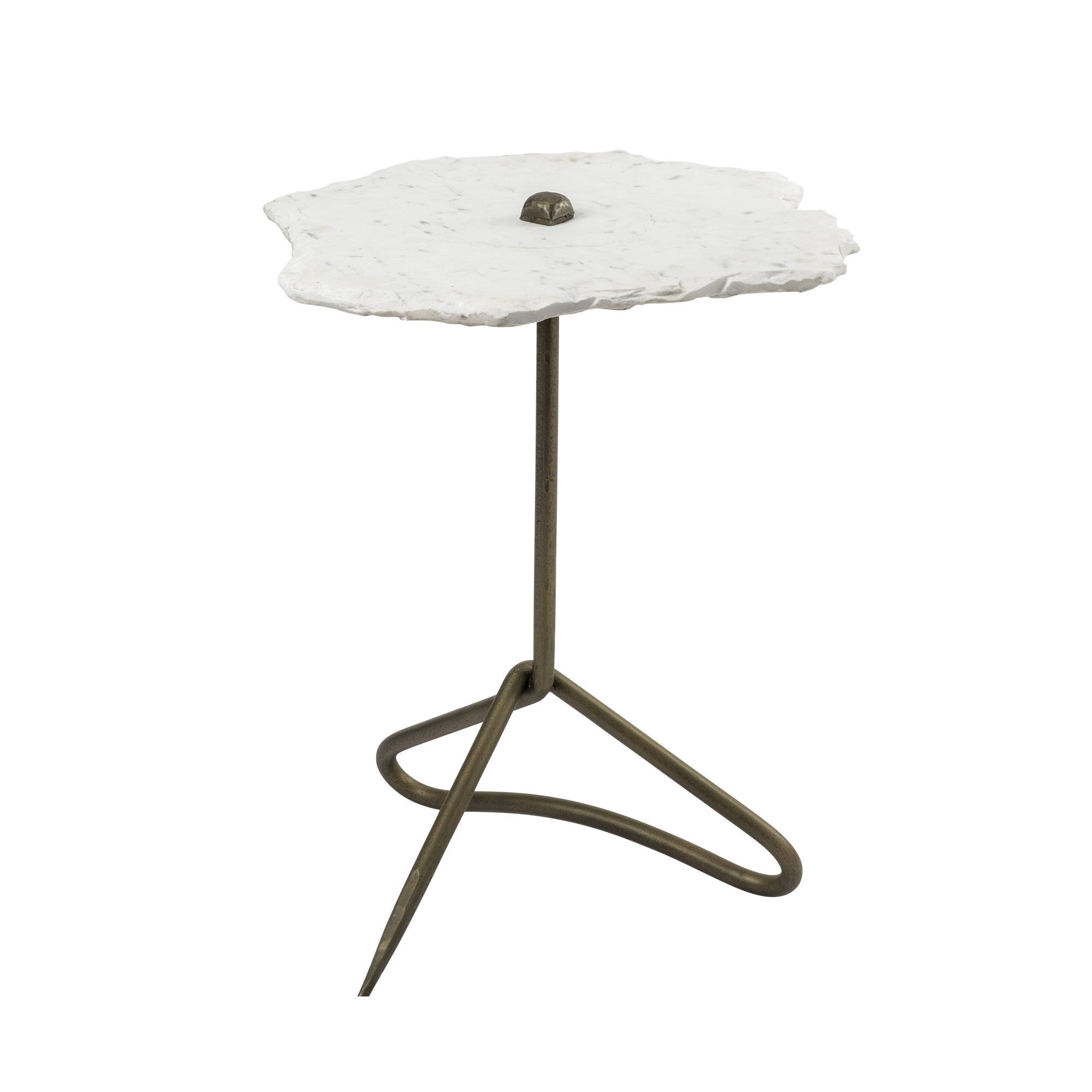Goncalvo End Table, White/Gold
