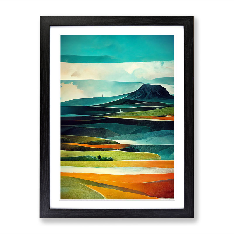 Meadow Landscape Abstract No.5 - Framed Print, Black, 34cm H x 25cm W x 2cm D