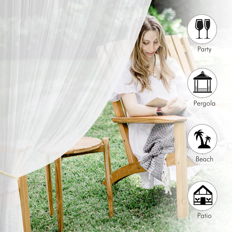 2 Panels Outdoor Mosquito Curtains for Patio Waterproof, Rod Pocket Airy Mesh Net Sheer Curtains Tulle Outdoor Drapes with DIY Adjustable Length for Backdrop
