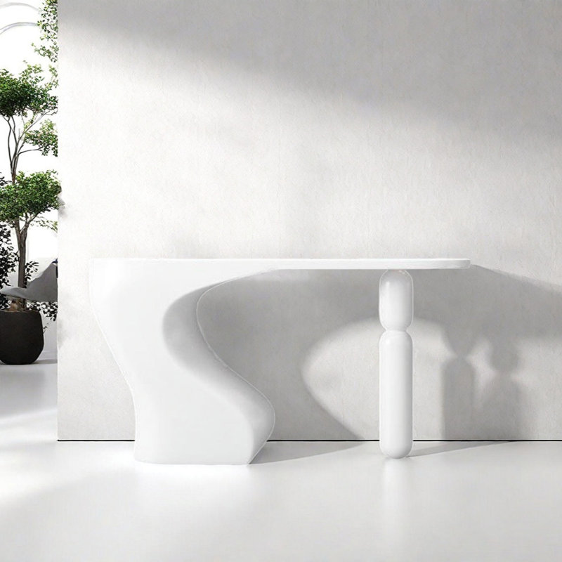 Console de style moderne et minimaliste, H 35,43 po x l 62,99 po x P 15,75 po, Blanc