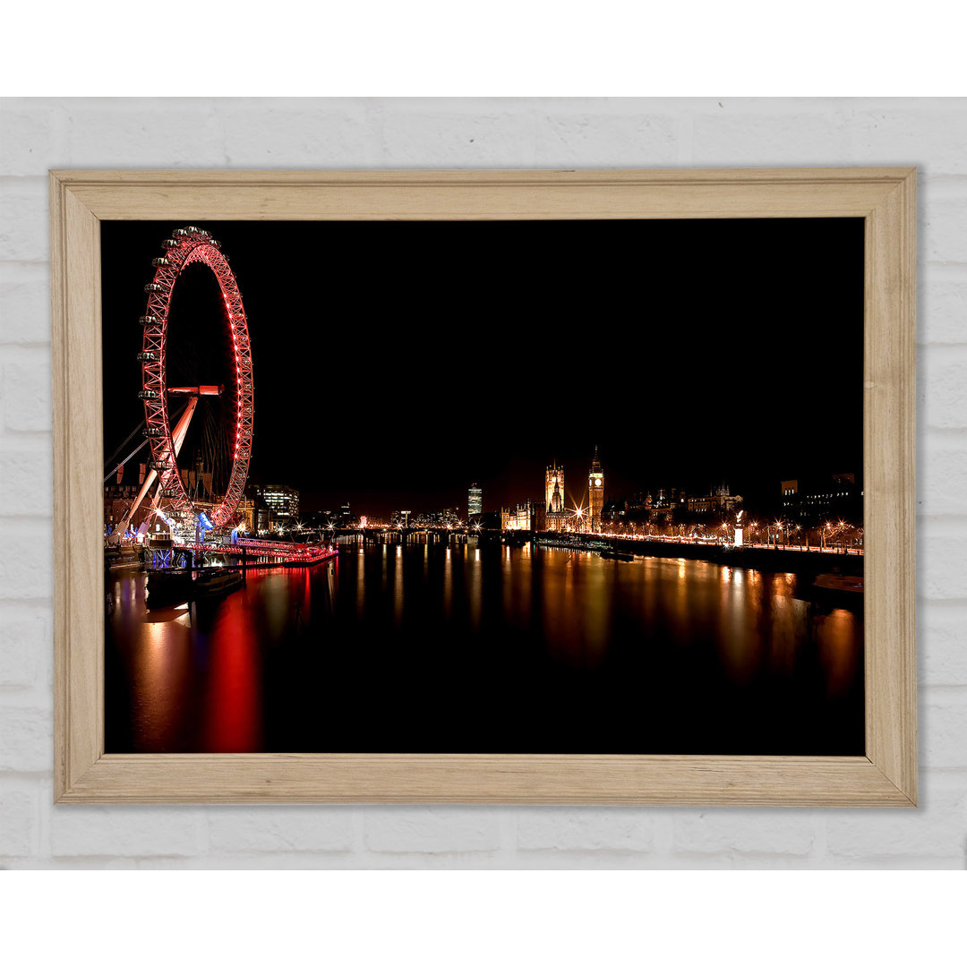 London Eye Rote Wasserreflexionen - Druck