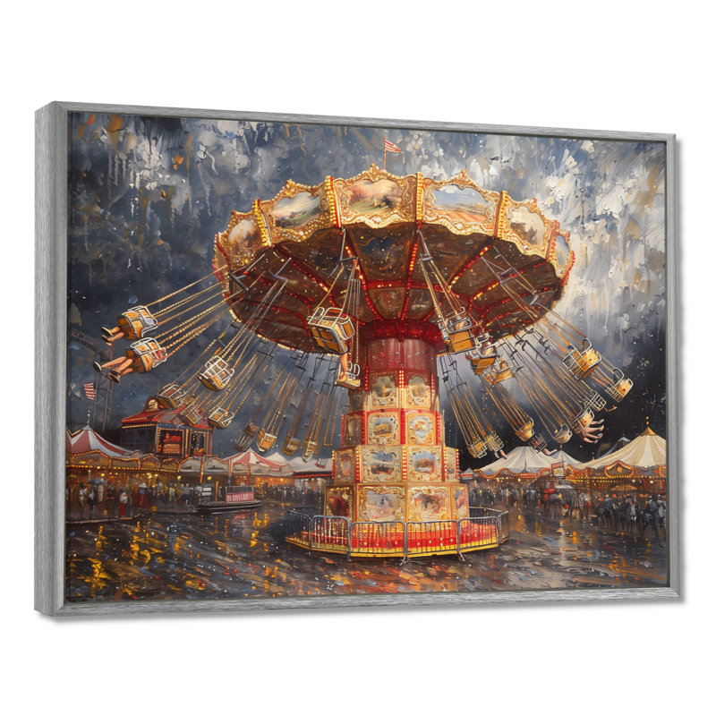 «Carousel Amusement Parks Adventure III - Décoration murale parcs d'attractions, Encadrement argenté, H 16 po x l 32 po