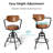 Industrial Bar Stool With Leather Backrest And Cushions 21.7-25.6Inch Height Adjustable Rustic Swivel Office Chairs Vintage Pub Stools For Kitchen Island Dining Room Living Room-1935549260