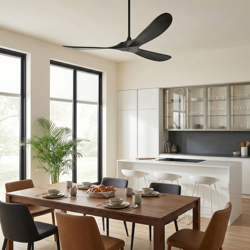 Ventilateur de plafond 72 pouces noir uni - aucune lumière incluse, conception contemporaine à 3 pales avec moteur réversible silencieux