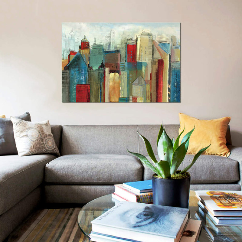 «Sunlight City», reproduction sur toile, H 18 po x l 26 po x P 1,5 po, Pas de tapis, Toile tendue