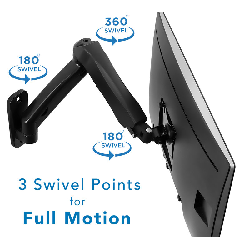 Black Adjustable Full Motion Wall Mount Monitor Arm