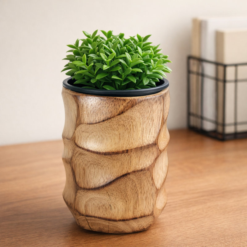 Organisateur de bureau mosaïque en bois brun foncé