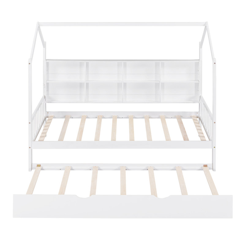 Lit en bois avec couchette, lit pour enfant avec tablette, Lit simple