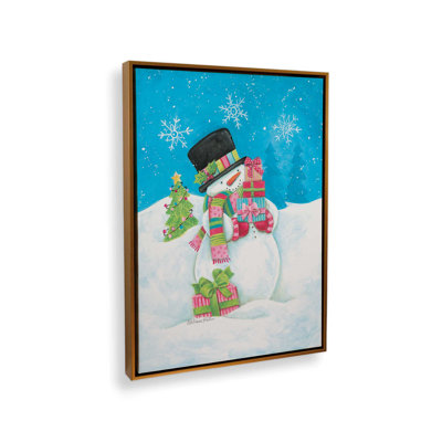 «Christmas Presents Snowman» par Diane Kater, reproduction d'art