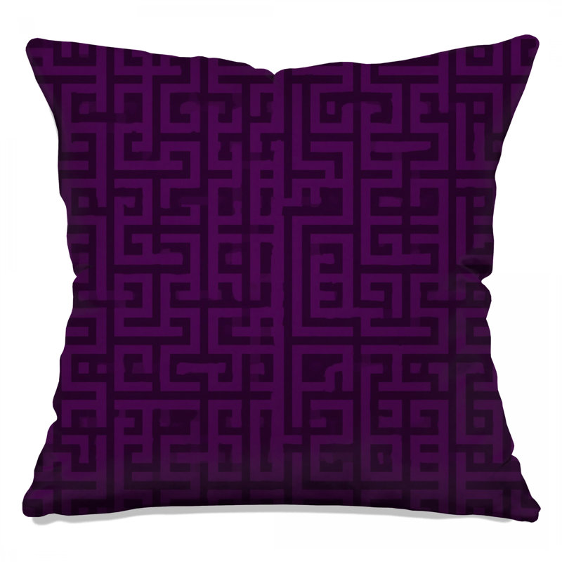 Purple Maze Pattern Double Sided Throw Pillows, 14 x 14 inches