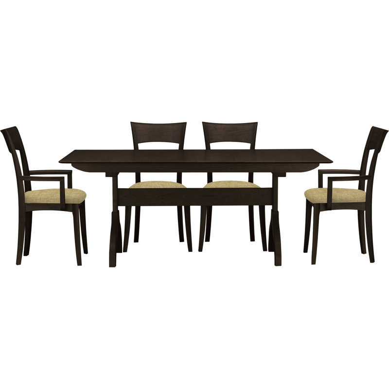 Sarah 5 - Piece Dining Set, Smoke Cherry, Hemp Fabric