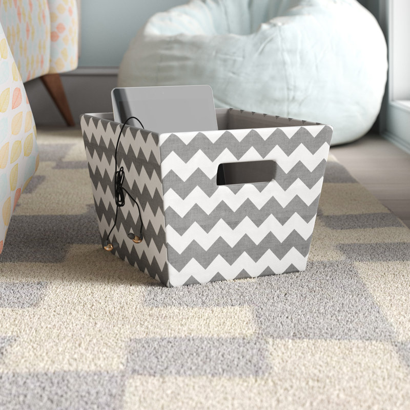 Panier en tissu à chevron trapézoïdal à chevrons, H 7,75 po x l 10 po x P 12 po, Gris