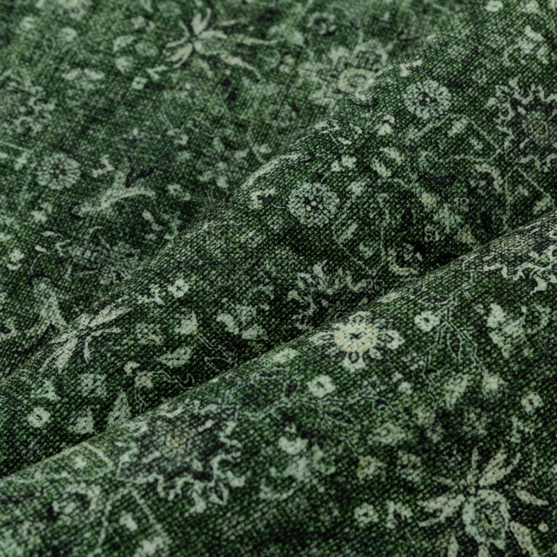 Tapis floral rétro Lumora, Green, Rectangle 7 pi 9 po x 9 pi 9 po