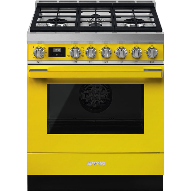 SMEG Portofino 30" 3.6 cu ft. Freestanding Gas Range, Yellow