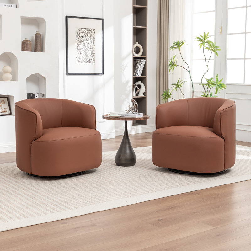 Fauteuil demi-tonneau pivotant de 32 po Tybias, Dark Brown