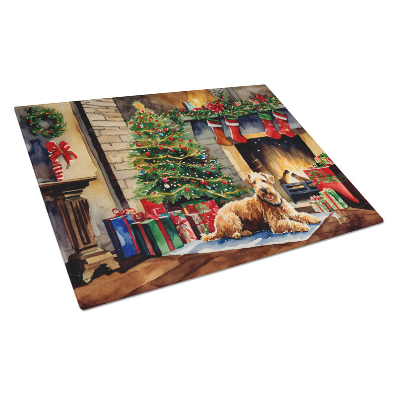 Grande planche à découper en verre Lakeland Terrier Cozy Christmas