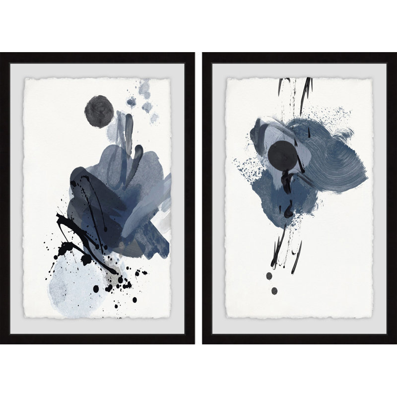 « Dark Strokes », ensemble de 2 reproductions d’art encadrées sur papier, H 24 po x l 16 po x L 1,5 po