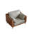 42" Elegant Faux Leather Sofa with Gray Cushions & Brown Frame,Modern Living Room Couch,Single Sleeper Sofa(1-Seat)-1509971177