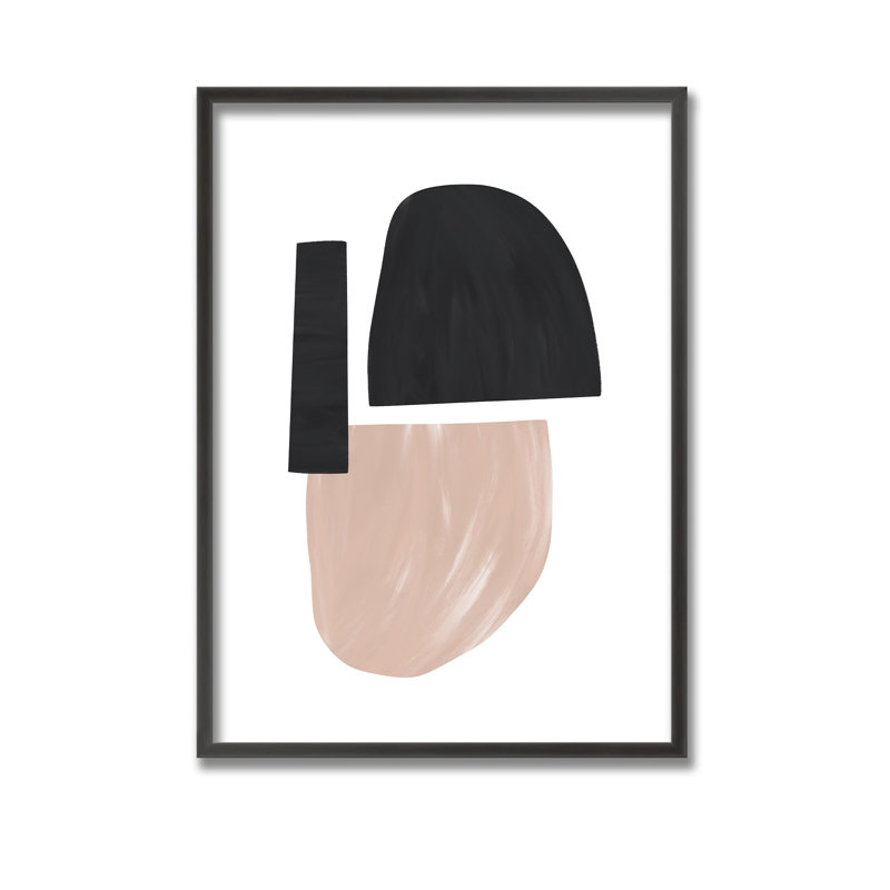Black and Nude Abstract Shapes by Uplusmestudio - Picture Frame Painting on Paper, 48" H x 32" W