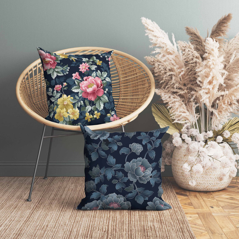 Coussin en faux suède English Twilight, Blue, Carré 26 po