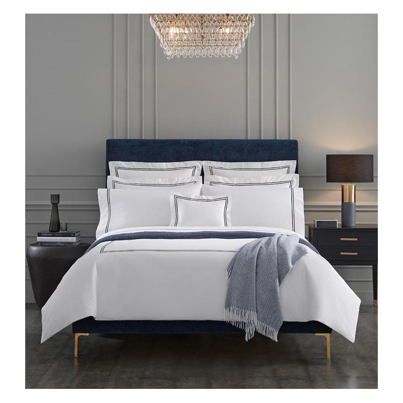 Grande Hotel Duvet Cover, King Duvet Cover, White/Navy