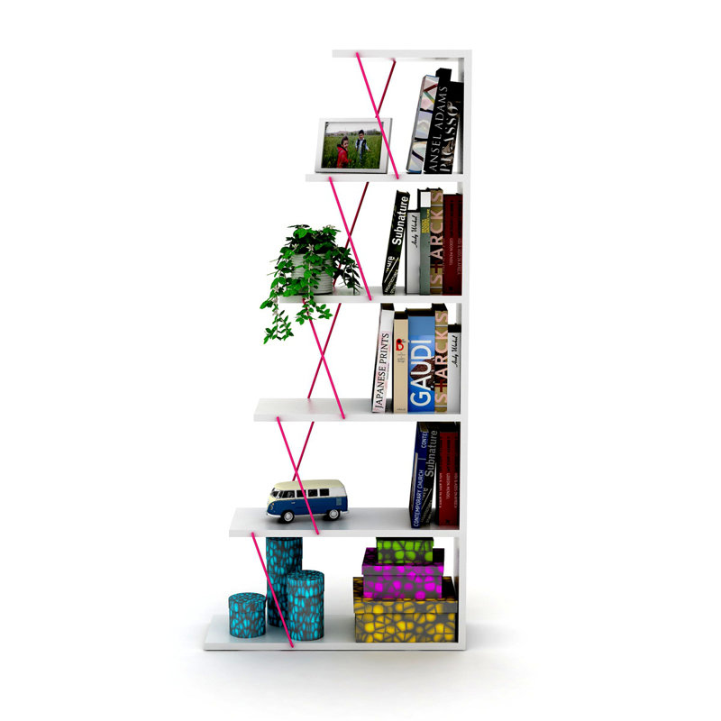 Rangement pour bibliothèque 5 niveaux Furnish Home Store, Blanc / Rose