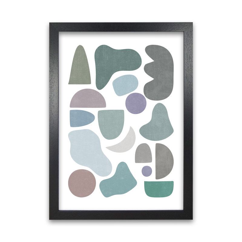 Abstract Terrazzo Shapes B - Print, 42cm H x 30cm W x 3cm D, Black Frame