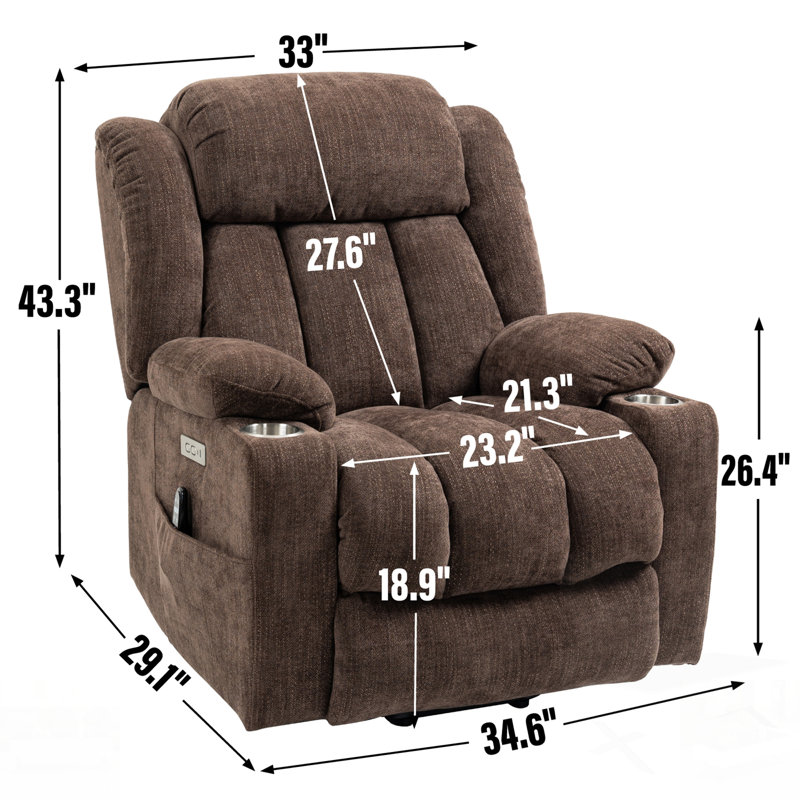Fauteuil inclinable électrique Chenille, Brun